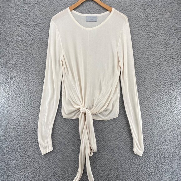 Modern Citizen Sweater Womens Medium Ivory Tied Front Lightweight Knit Pullover - Picture 1 of 11